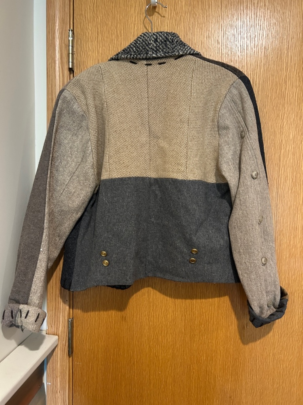 Patchwork Wool Jacket in Brown & Gray - baabaa Zuzu - Picture 7 of 7